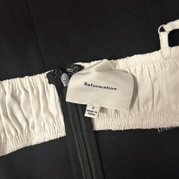 NEW Reformation Sadie Knit Mini Body-con Dress White Black Contrast | size S - Picture 10 of 10